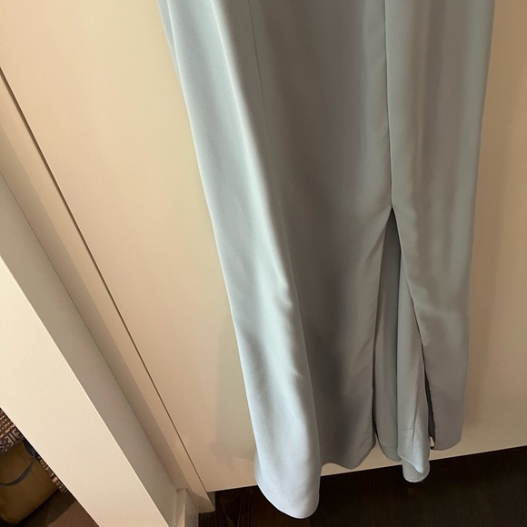 Dessy Mist Crepe-Style Open Back High-Neck Halter Trumpet Gown Sz 8 bridesmaid - Picture 4 of 5